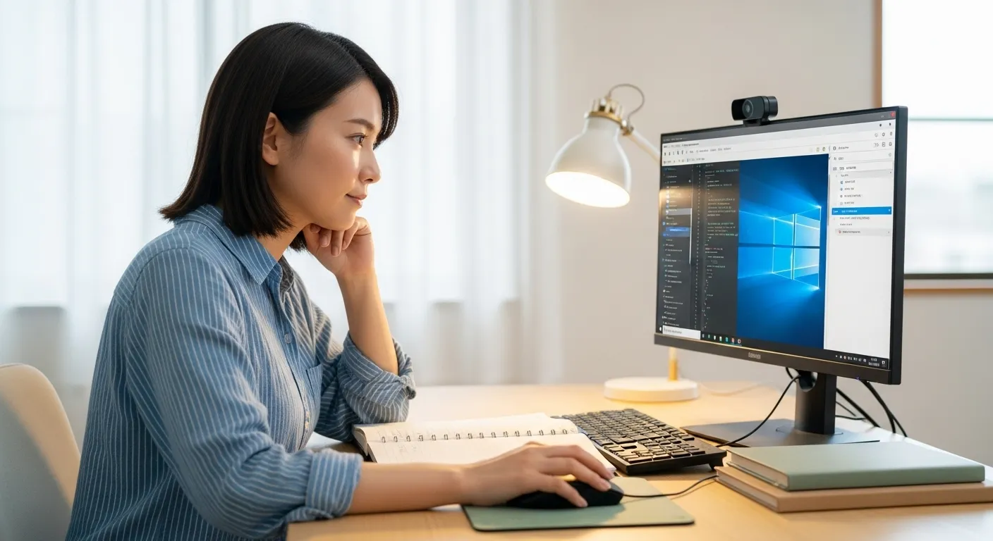 JavaScriptのチュートリアルを実践する20代女性