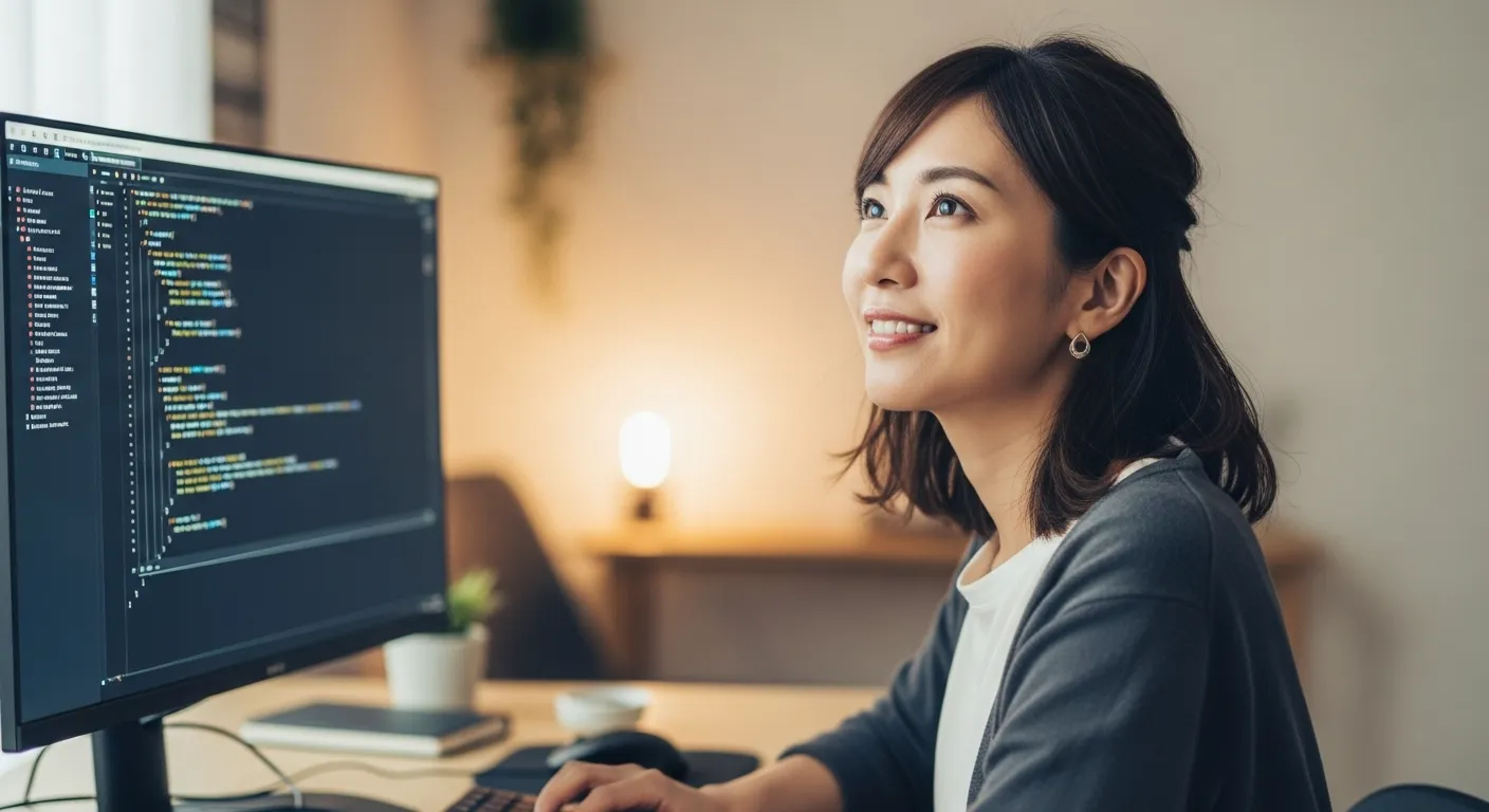 JavaScriptを学習中の30代日本人女性。チャンスを夢見る