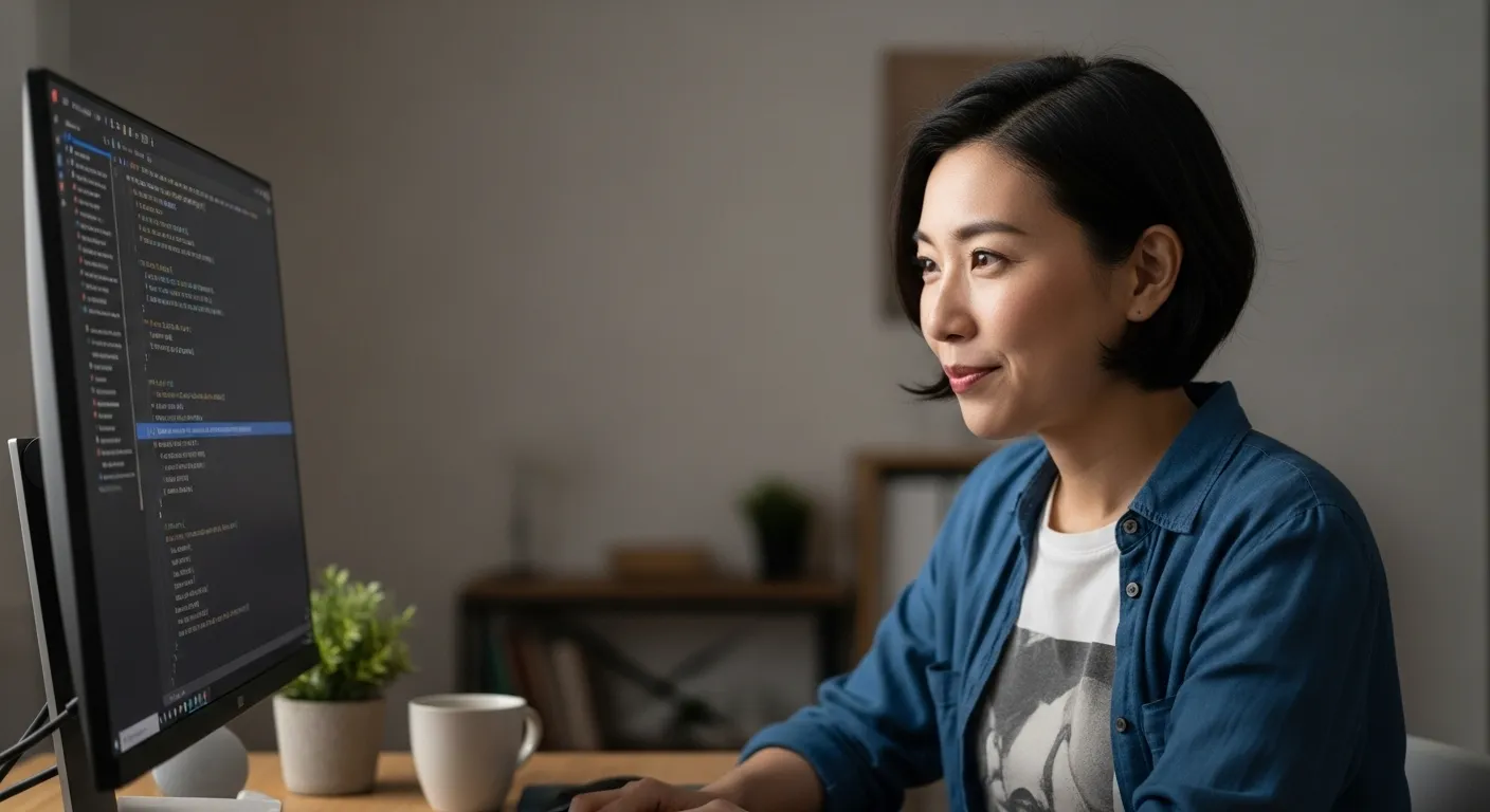 JavaScriptを学習している30代日本人女性。工夫することが大切だと気づく。